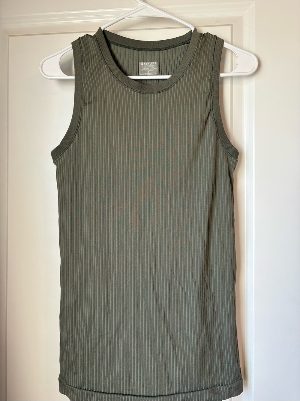 Athleta Olive Green Ribbed Tank - Sleeveless Knit Top